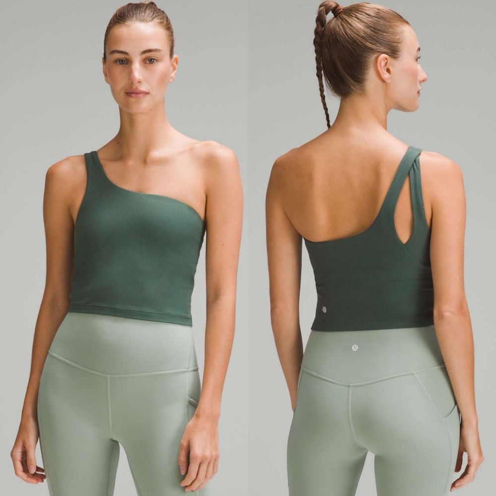 Lululemon Ribbed Nulu Asymmetrical Yoga Tank Top - Dark Forest